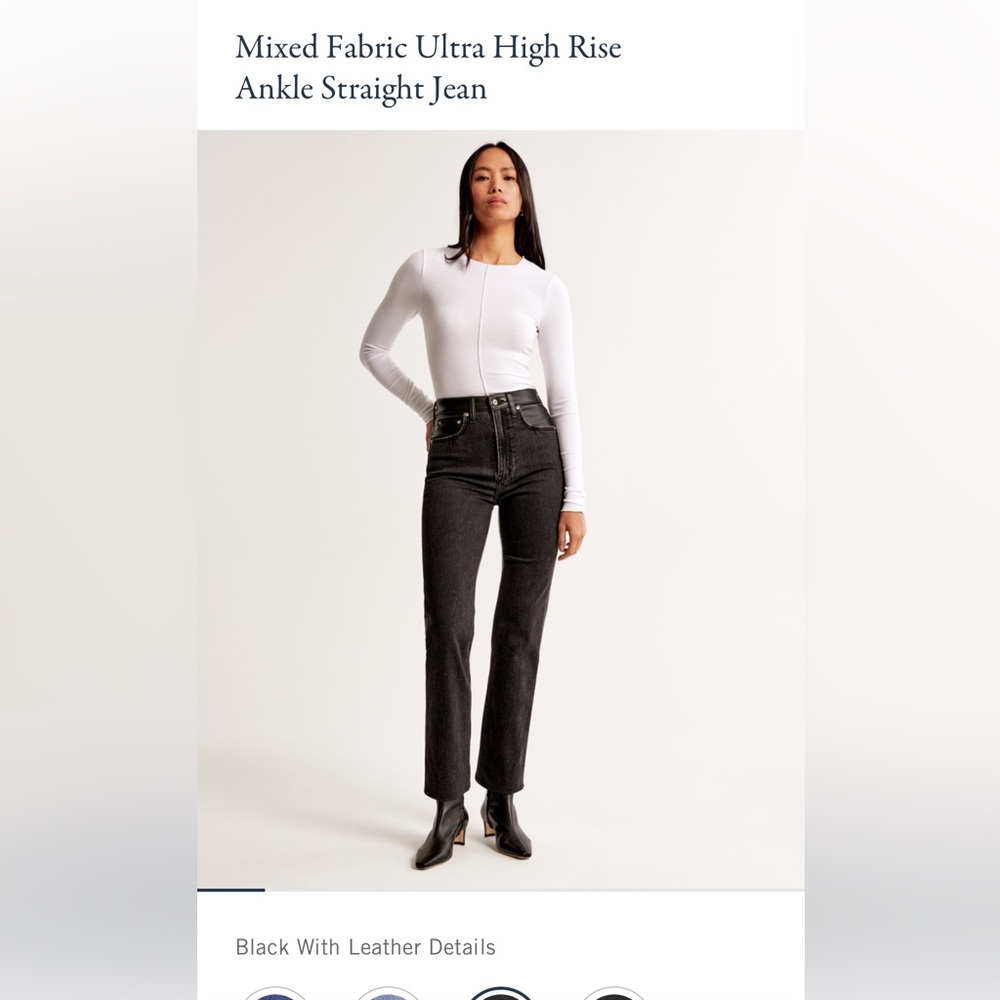 Mixed Fabric Ultra High Rise Ankle Straight - Curve Love